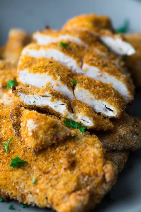 Shnitzel (Breaded chicken cutlets) with Rice
